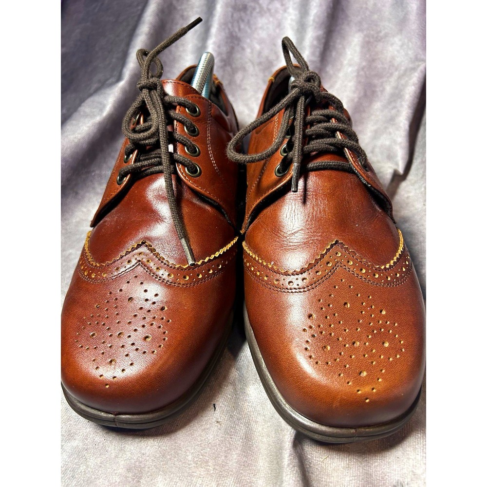 Men's Brown Lace Up Wingtip Brogue Dress Shoes Perforated Round Toe